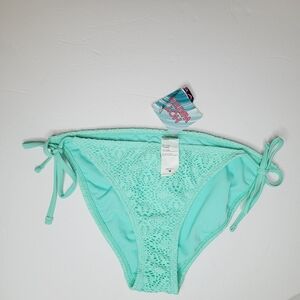 Hot Water Swim Bikini Bottom Only Women's Medium Mint Crochet Swimsuit Pool